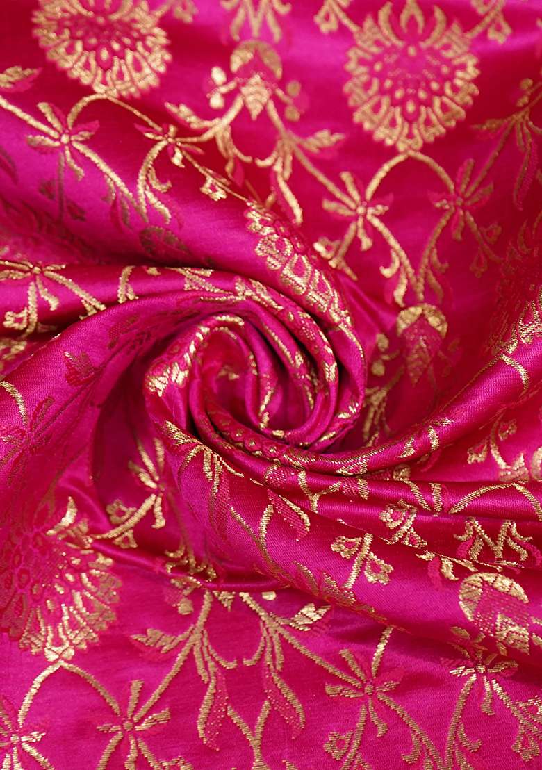 Magenta Pink Jacquard Jacquard Straight Kurta Set - Indya