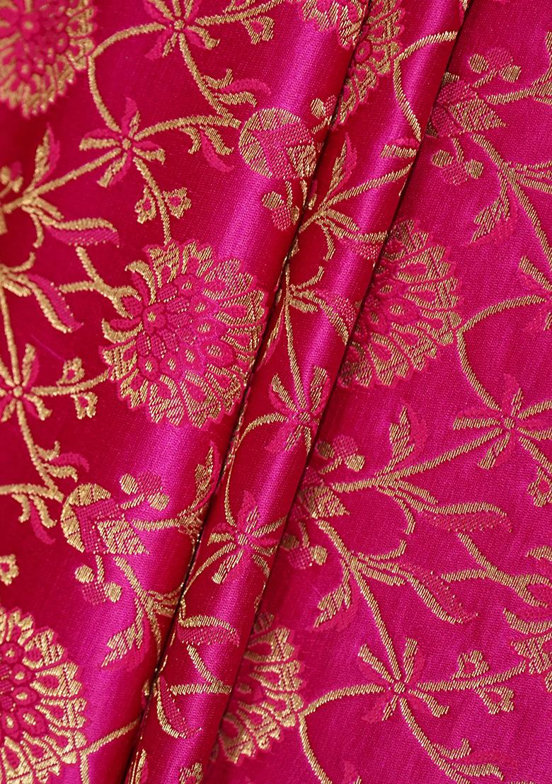 Magenta Pink Jacquard Brocade Kurta Set - Indya