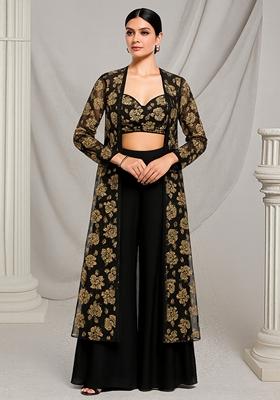 Black Sequin Embroidered Georgette Kurta Set