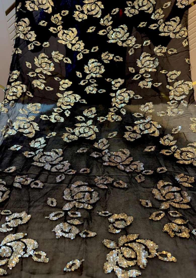 Black Floral Print Georgette Co Ord Set - Indya