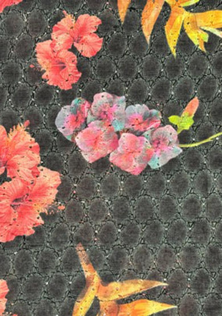 Charcoal Grey Cotton Printed Sharara Set - Indya