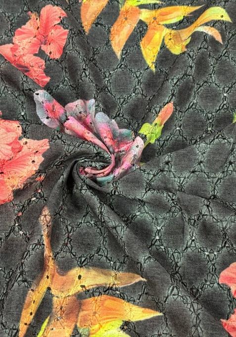 Charcoal Grey Cotton Printed Sharara Set