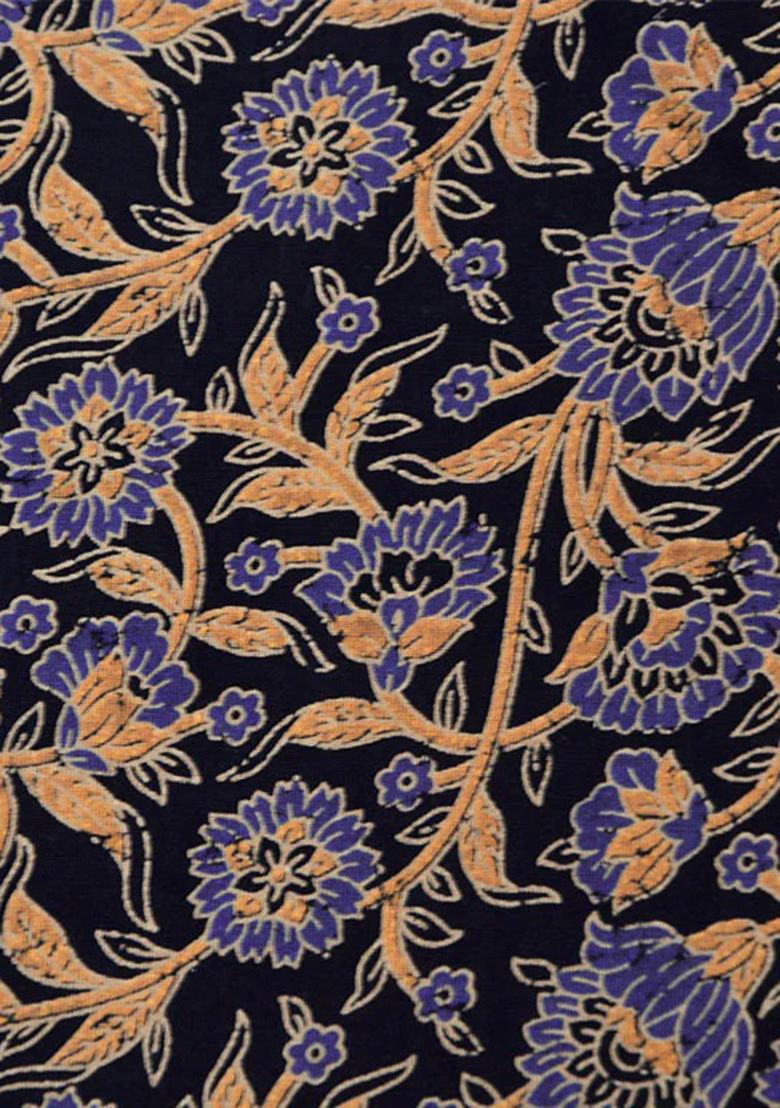 Navy Blue Cotton Printed Kurta Set - Indya