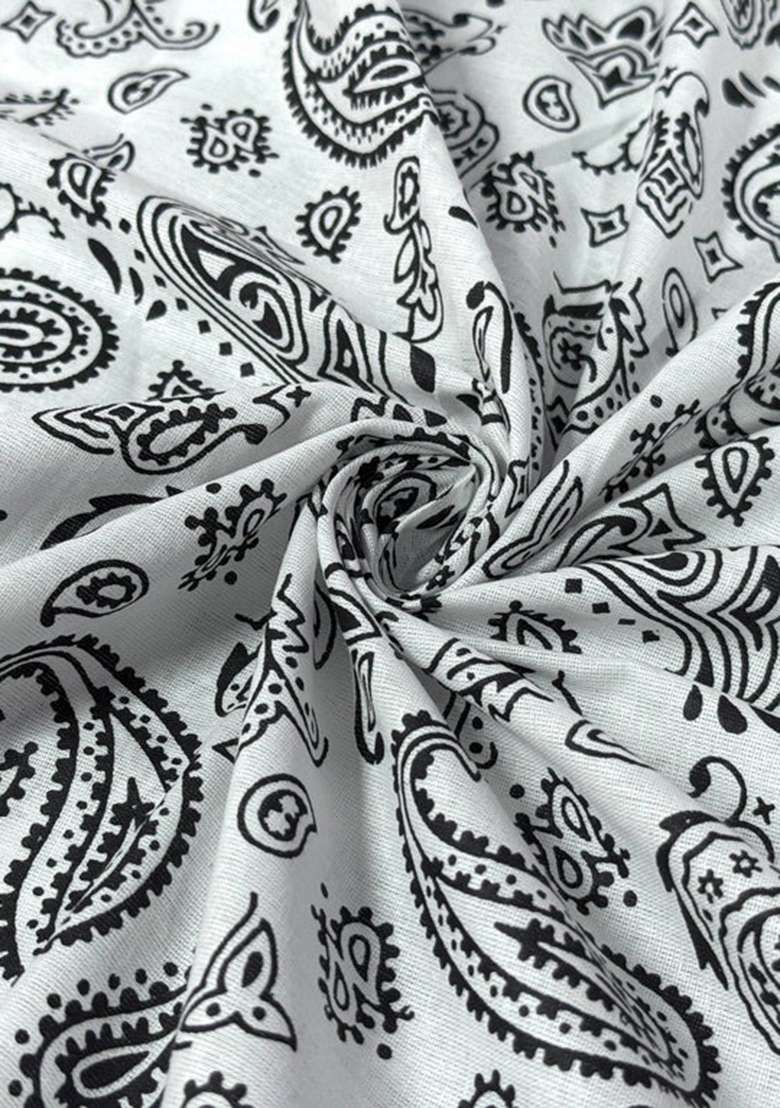 White Printed Cotton Co Ord Set - Indya