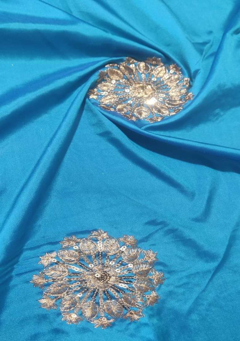 Bright Blue Embroidered Chinon Sharara Set - Indya