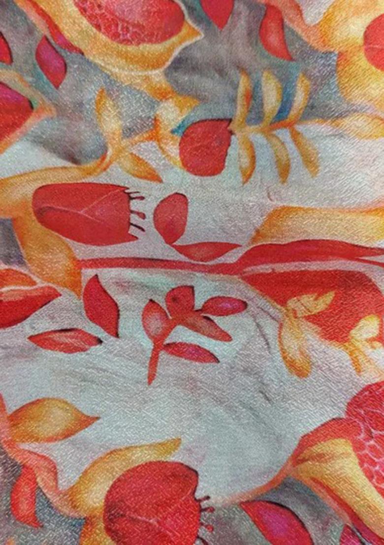 Beige Chiffon Printed Sharara Set - Indya