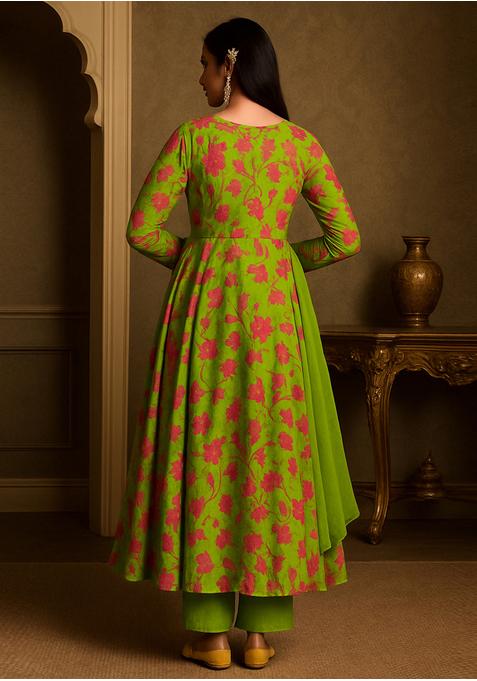 Henna Green Georgette Printed Anarkali Set