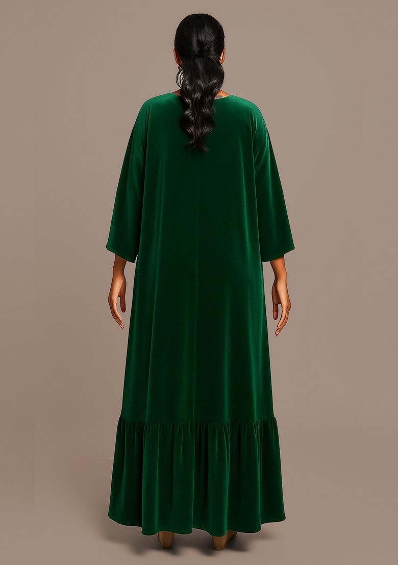 Dark Green Georgette Embroidered Blouse Sharara Set - Indya