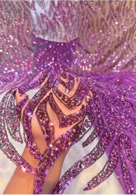 Purple Net Embellished Sharara Set