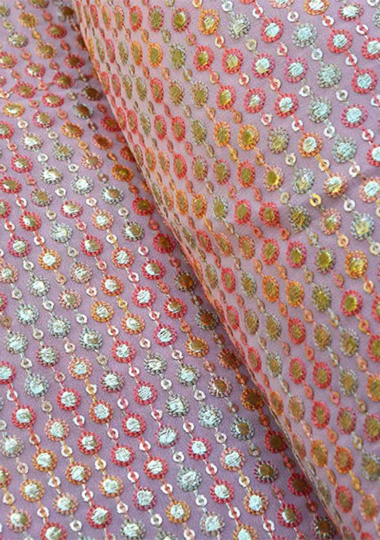 Peach Embroidered Georgette Fusion Set - Indya