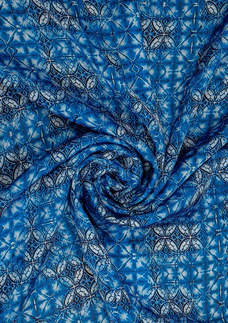 Royal Blue Georgette Printed Sharara Set - Indya