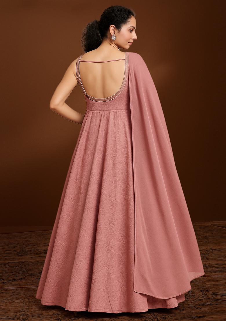 Pink Satin Solid Anarkali Set - Indya