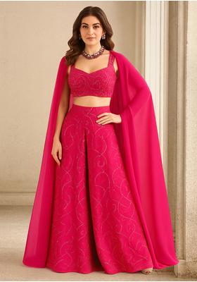 Pink Organza Sequin Embellished Sharara Set