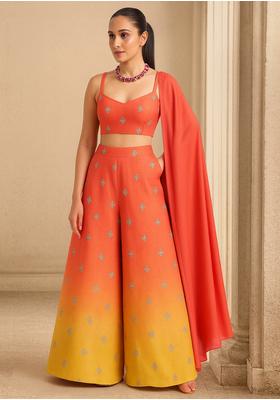 Multicolor Tissue Embroidered Sharara Set