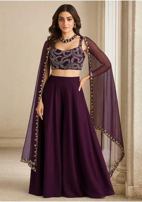 Purple Chinon Sequin Embellished Sharara Set