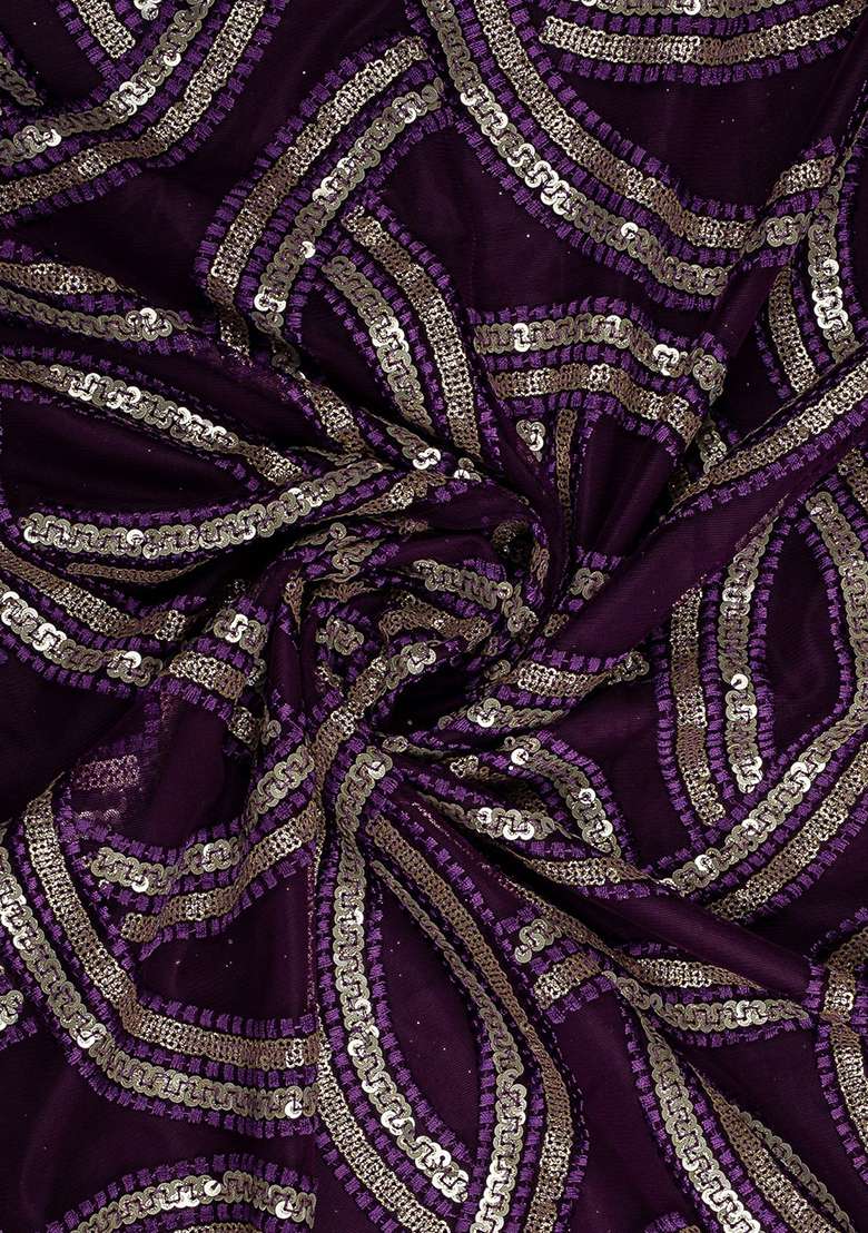 Purple Chinon Sequin Embellished Sharara Set - Indya
