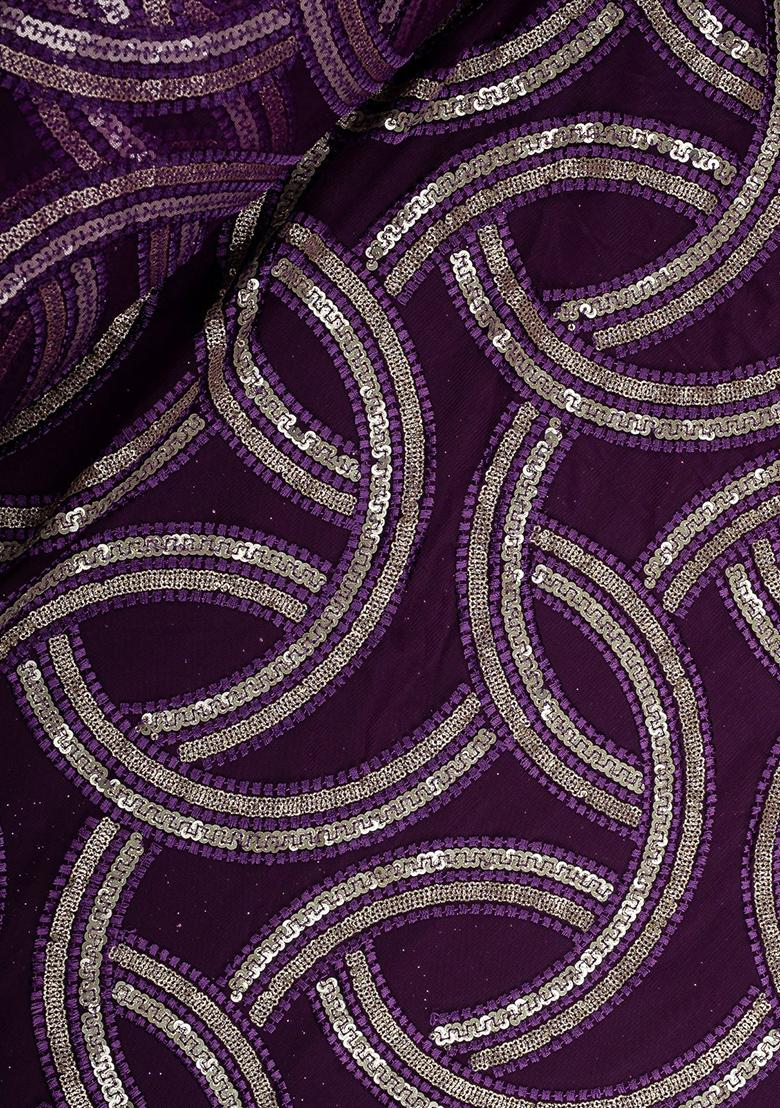 Purple Chinon Sequin Embellished Sharara Set - Indya