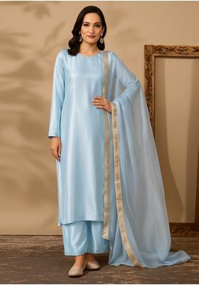 Pastel Blue Silk Kurta Set