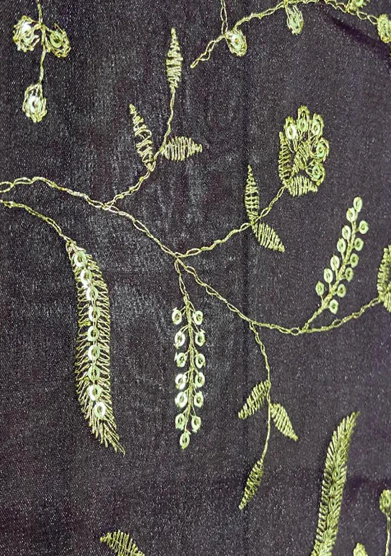 Violet Embroidered Chinon Kurta Set - Indya