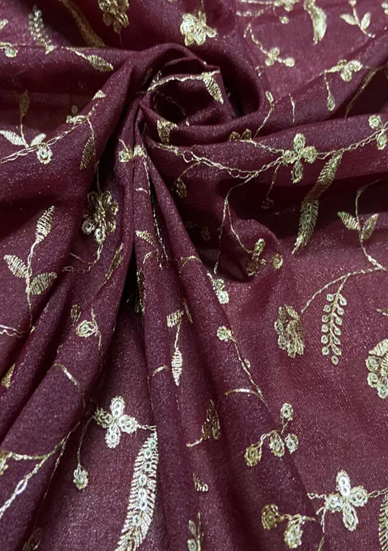 Maroon Embroidered Chinon Anarkali Set - Indya