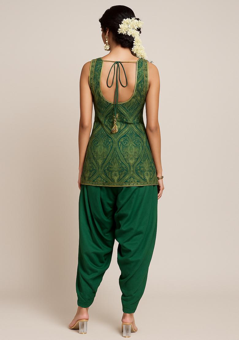Green Jacquard Brocade Kurta Set