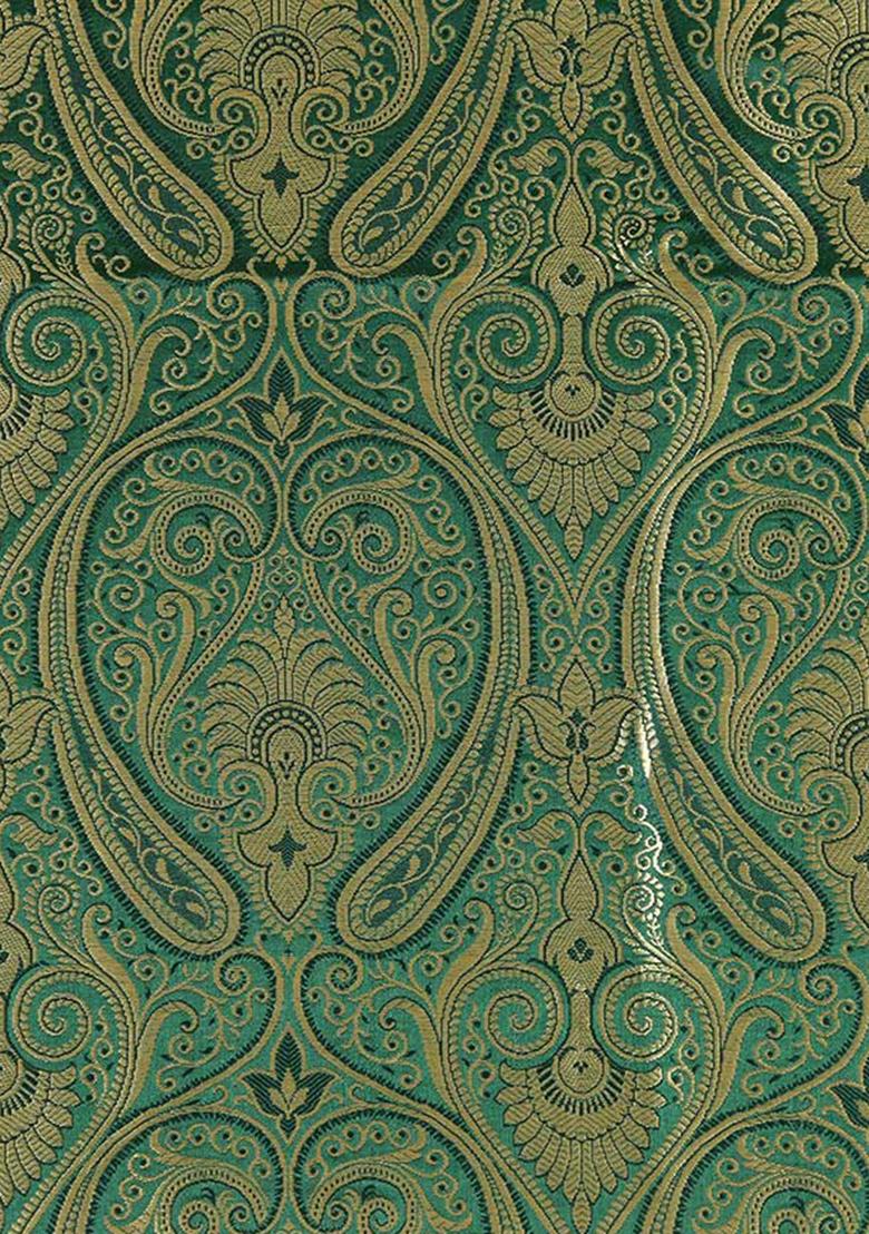 Green Jacquard Brocade Kurta Set - Indya