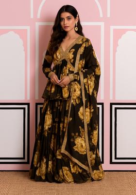 Black Printed Chiffon Fusion? Set