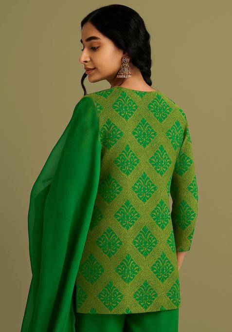 Light Green Jacquard Brocade Kurta Set