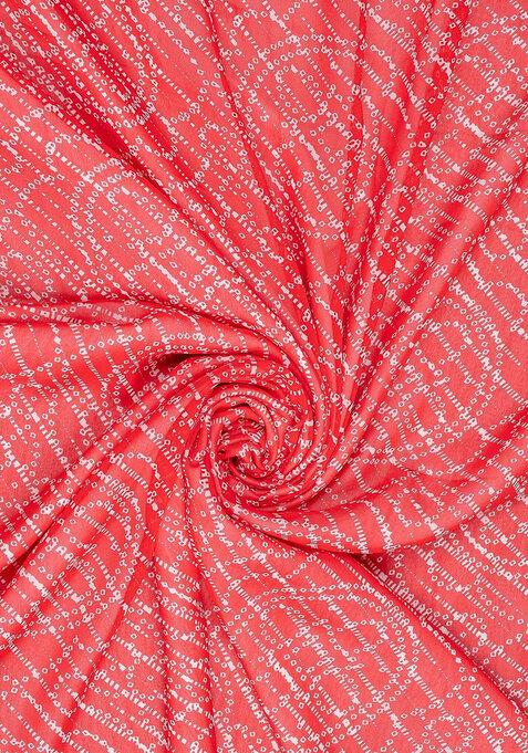 Red Printed Georgette Anarkali Set