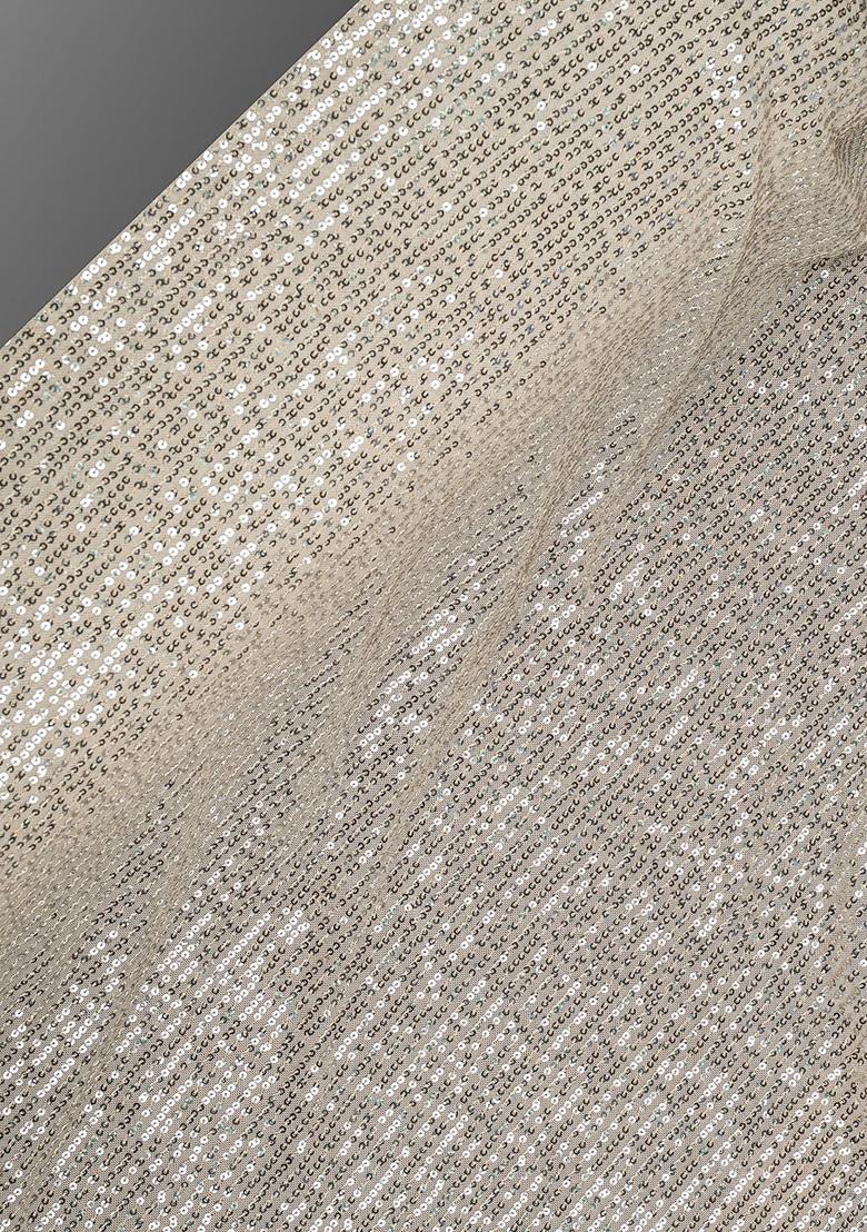 Beige Sequin Embroidered Georgette Anarkali Set - Indya