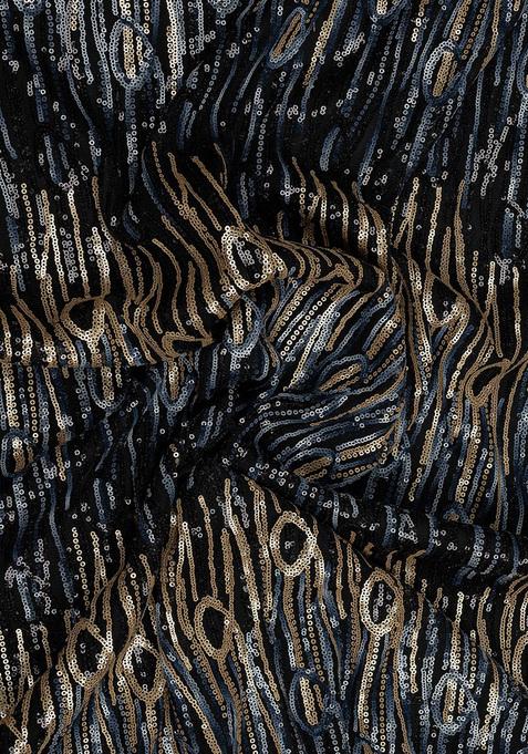 Black Sequin Embellished Georgette Sharara Set