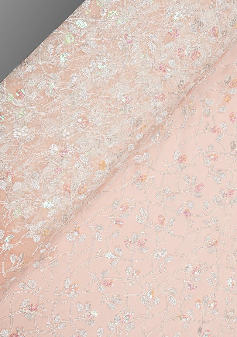 Peach Embroidered Georgette Sharara Set - Indya