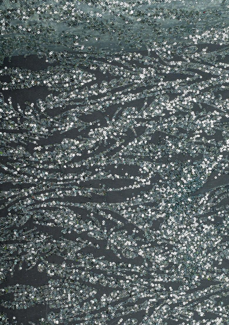 Grey Embellished Net Anarkali Set - Indya