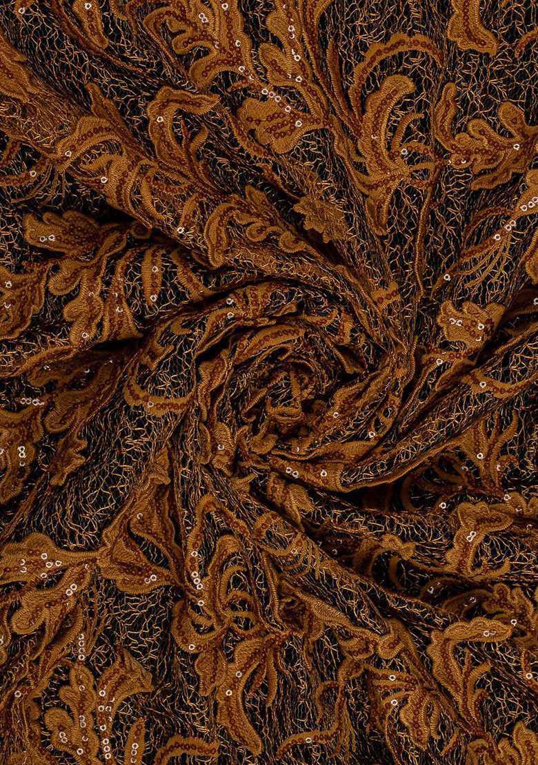 Brown Embroidered Georgette Sharara Set - Indya