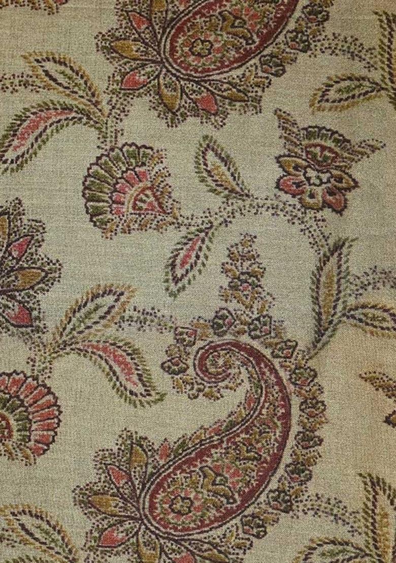 Beige Printed Tussar Kurta Set - Indya