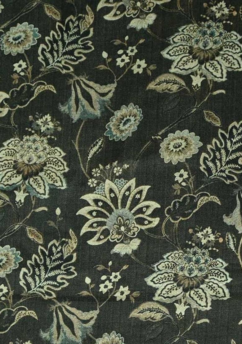 Black Printed Tussar Kurta Set - Indya