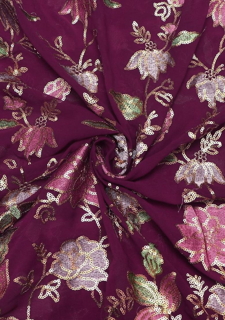 Maroon Embroidered Georgette Kurta?? Set