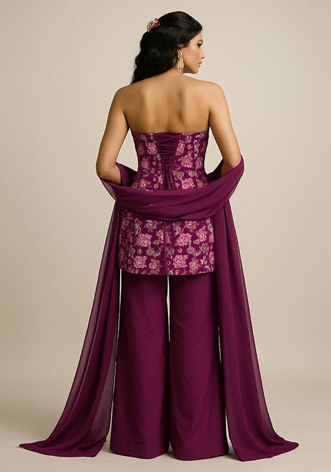 Maroon Embroidered Georgette Kurta?? Set