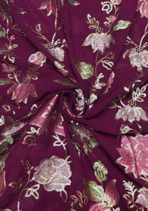 Maroon Embroidered Georgette Kurta?? Set