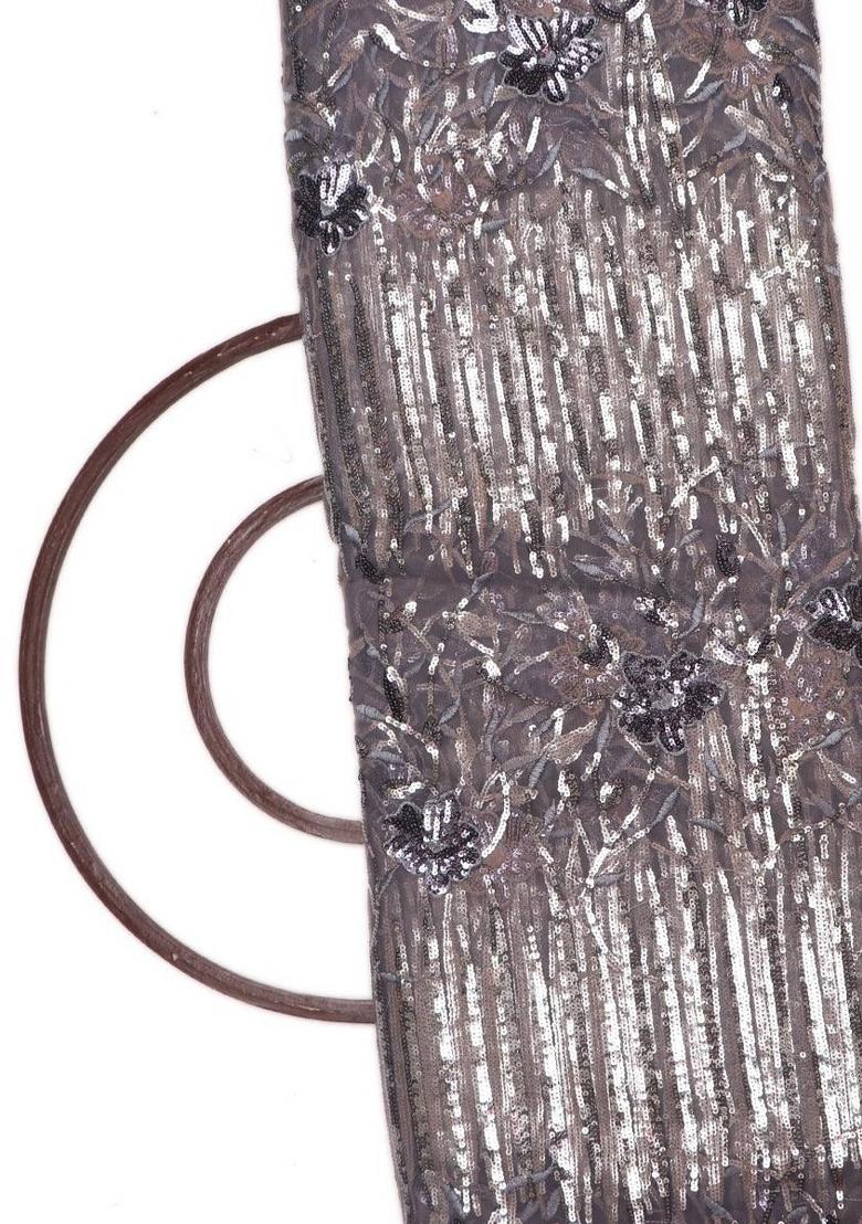 Grey Sequin?? Embellished Georgette Fusion Set - Indya