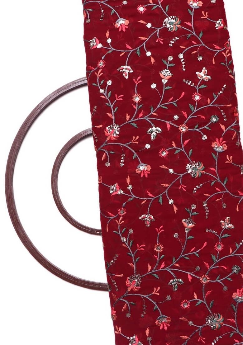 Maroon Embroidered Georgette Sharara Set - Indya