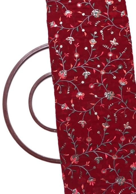 Maroon Embroidered Georgette Sharara Set