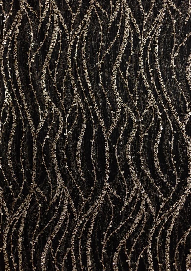 Black Sequin Embellished Net Sharara Set