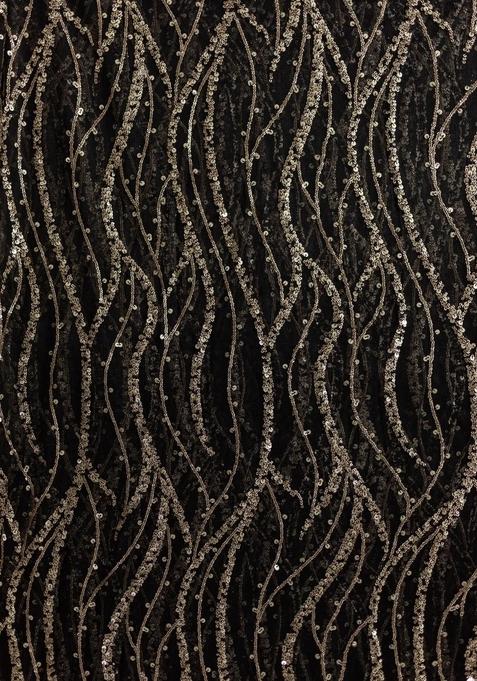 Black Sequin Embellished Net Sharara Set