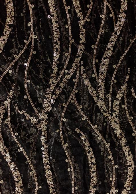 Black Sequin Embellished Net Sharara Set