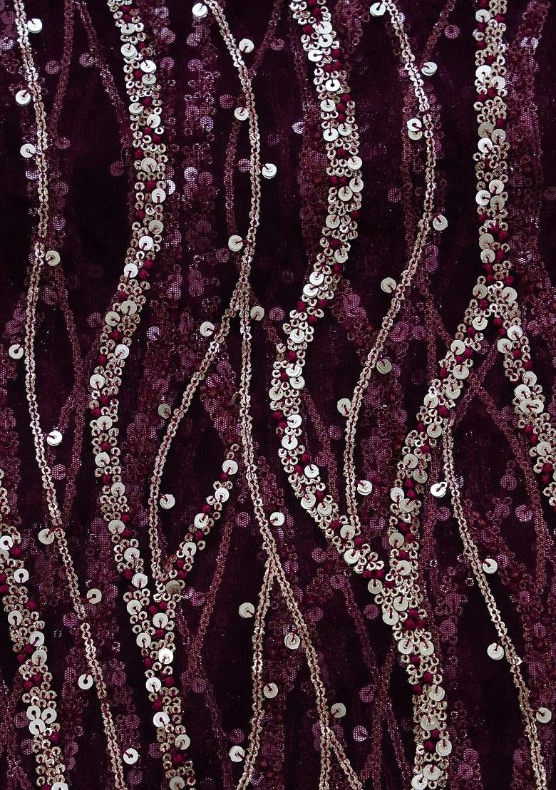 Wine Embellished Net Sharara Set