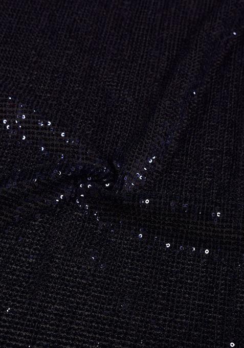 Black Sequin Net Sharara Set