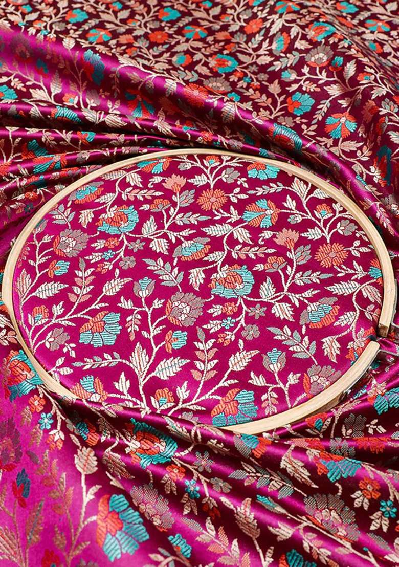 Purple Printed Jacquard Straight Kurta Set - Indya