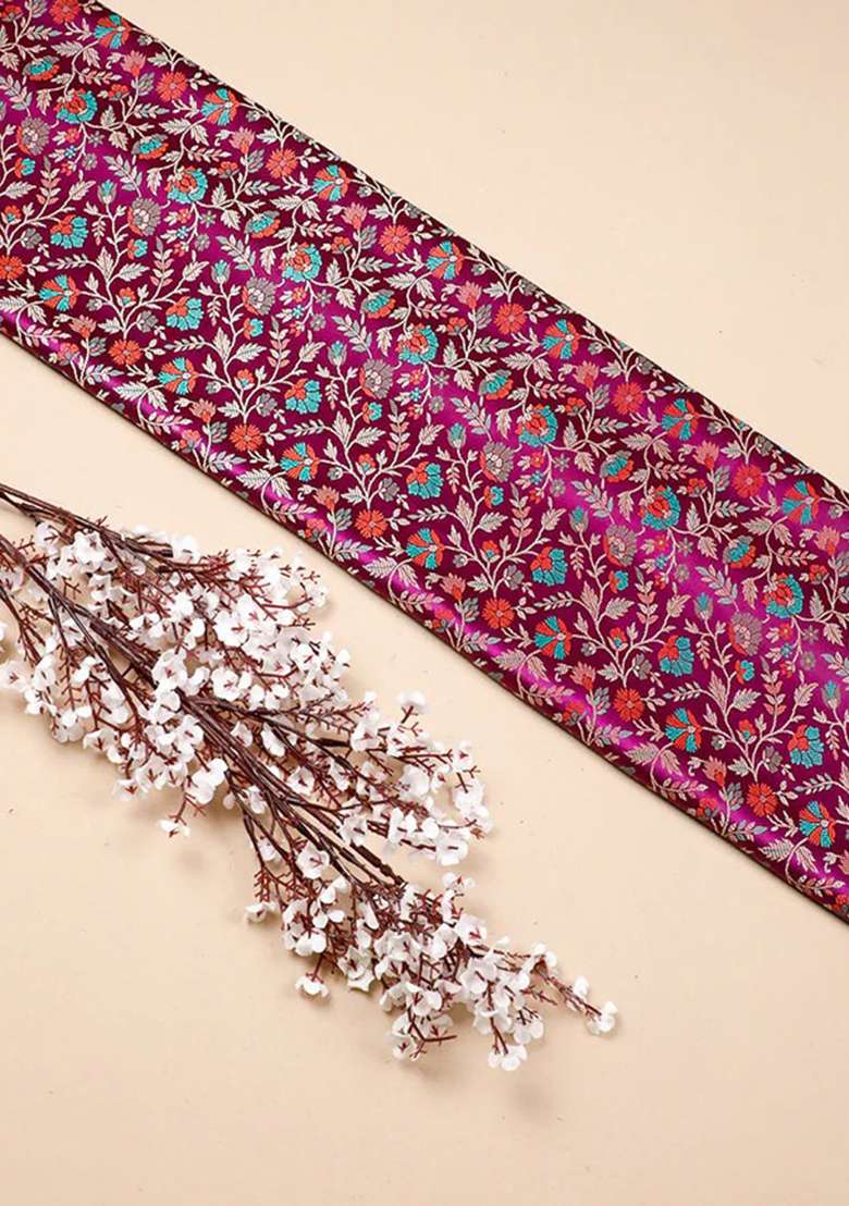 Purple Printed Jacquard Straight Kurta Set - Indya