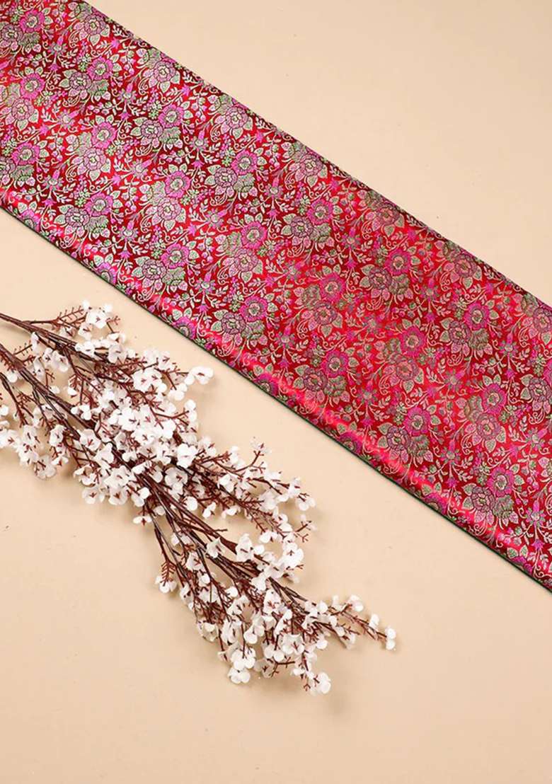 Red Jacquard Jacquard Straight Kurta Set - Indya